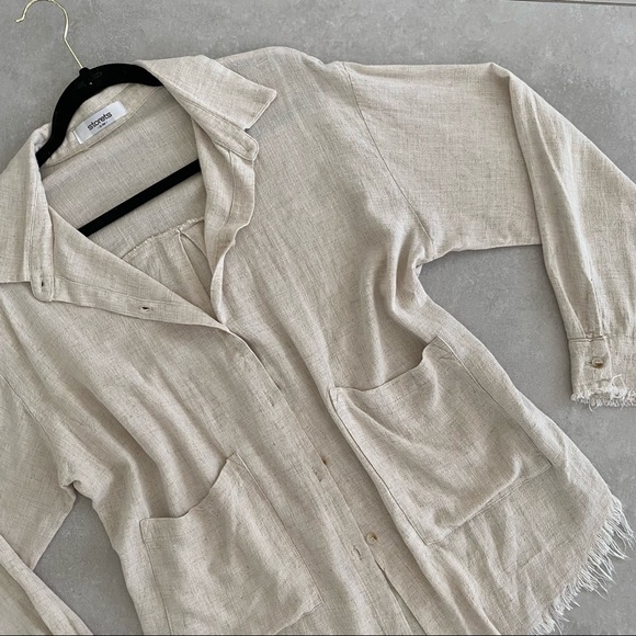STORETS MALEAH RAW HEM LINEN SHIRT - Picture 8 of 11